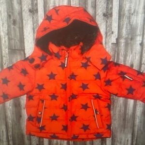 Kids Star Patterned Orange Jacket